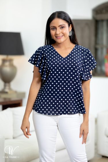 Flutter Sleeved Polka Dot Top
