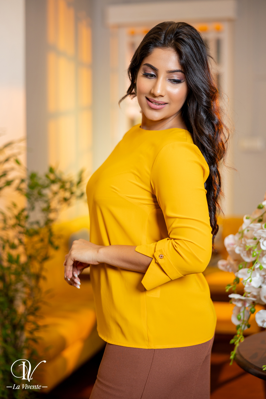 Sleeve Button Detailed Round Neck Blouse - Image 5