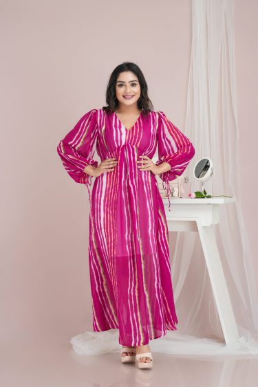 Striped Empireline V-necked Maxi Dress