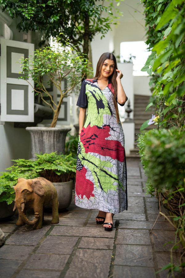 Abstract Printed Batik Maxi Dress - Image 3