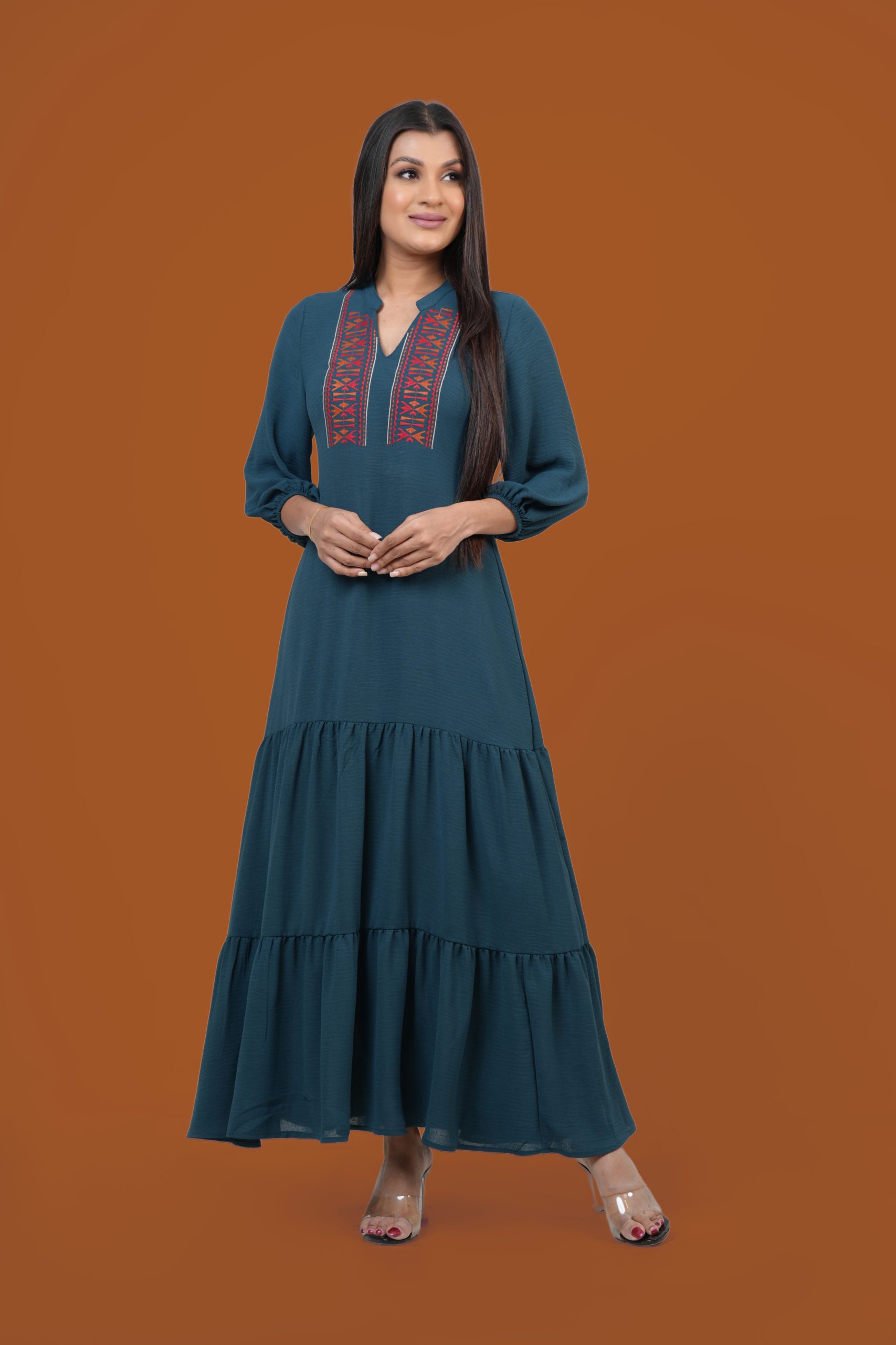 Tiered Embroidery Maxi Dress - Image 2