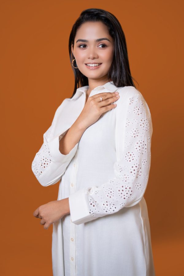 Cutlawn Sleeve Detailed Shirt Collar Midi Dress - Image 4