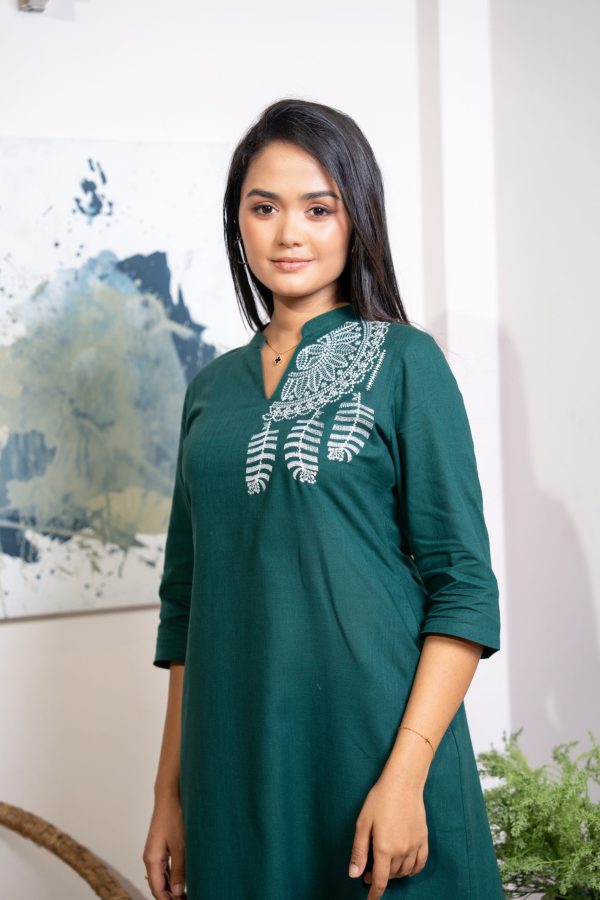 Embroidered Chinese Collared Maxi Dress - Image 2