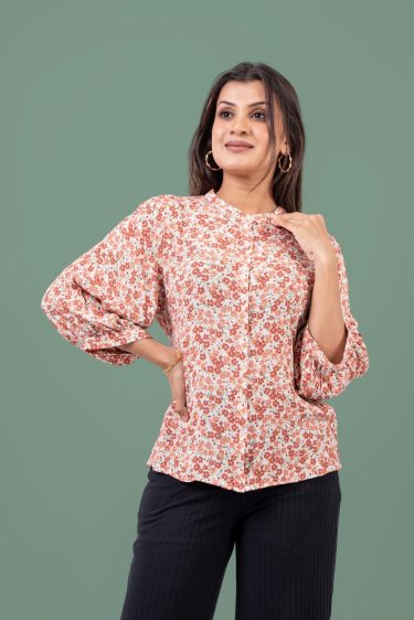 Floral Patterned Button-Down Blouse