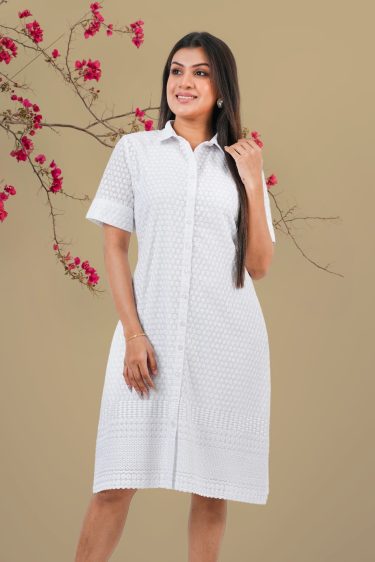 Cutlawn Button-Down Short Shirt Dress