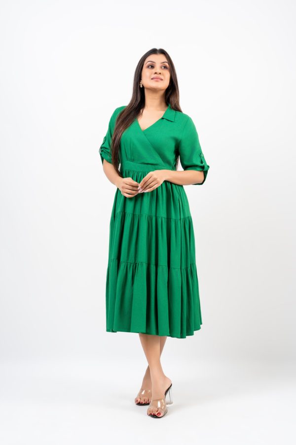 Tiered Crossover Midi dress - Image 5