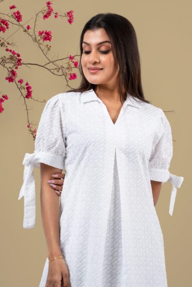 Sleeve Tie-Up Puff Sleeve Maxi Dress