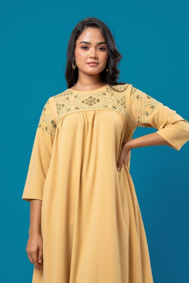 Embroidery detailed Midi Tent Dress