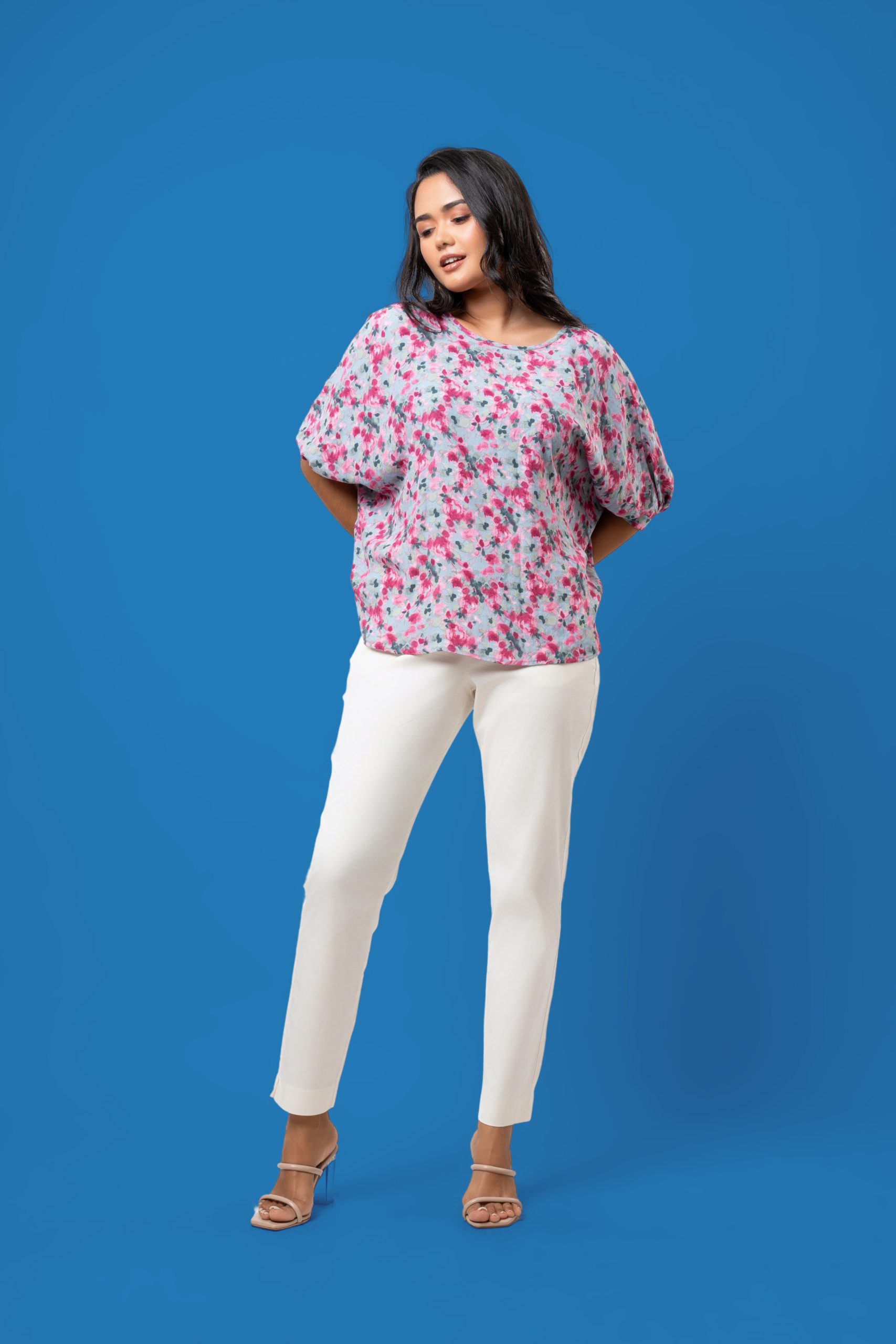Floral Patterned Baggy Sleeve Top - Image 5