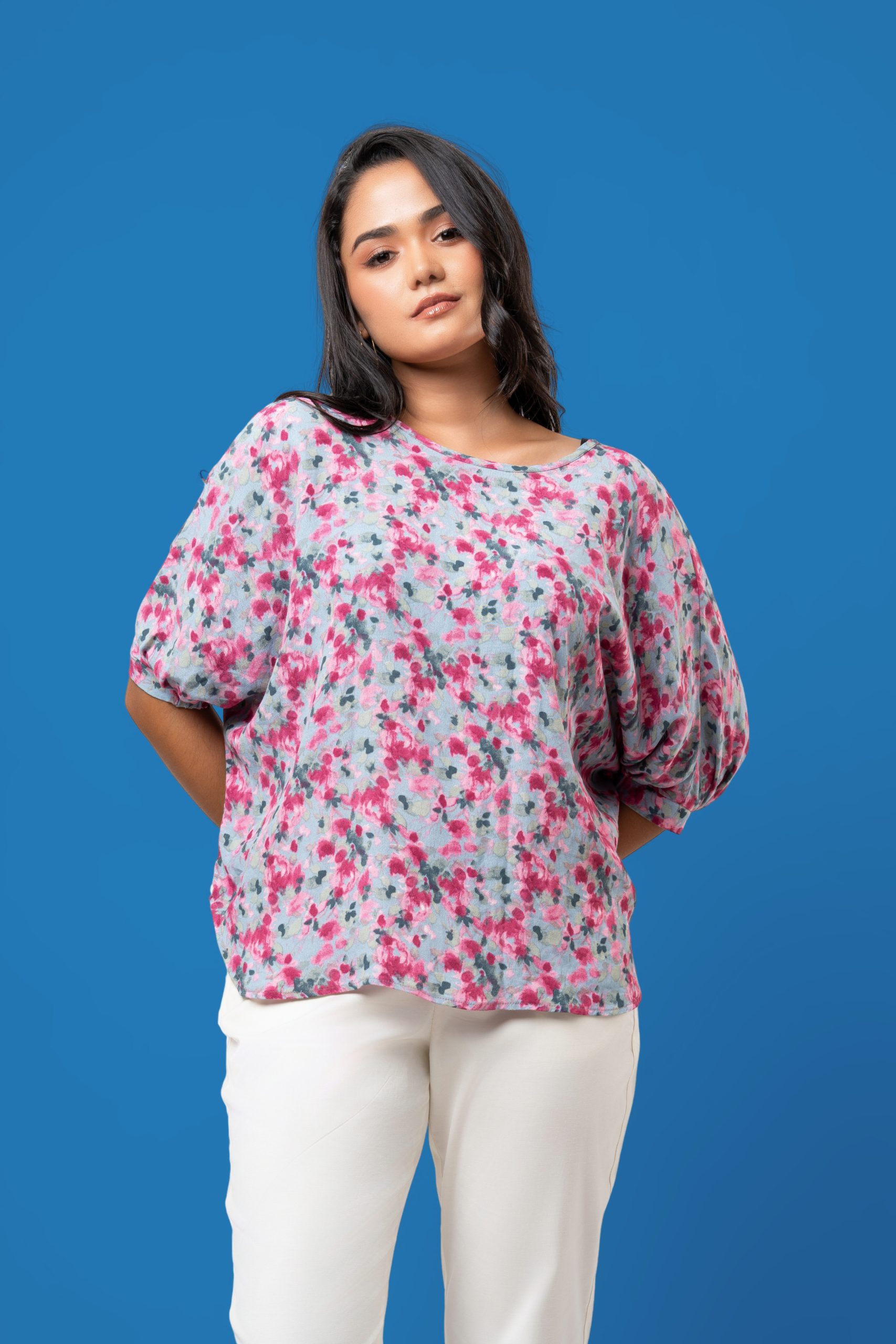 Floral Patterned Baggy Sleeve Top - Image 2
