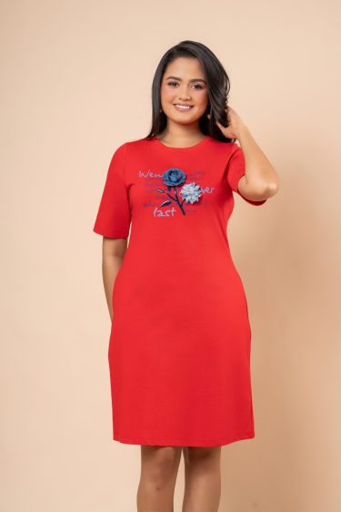 Flower Embellishment Detail Short T-Shirt Dress