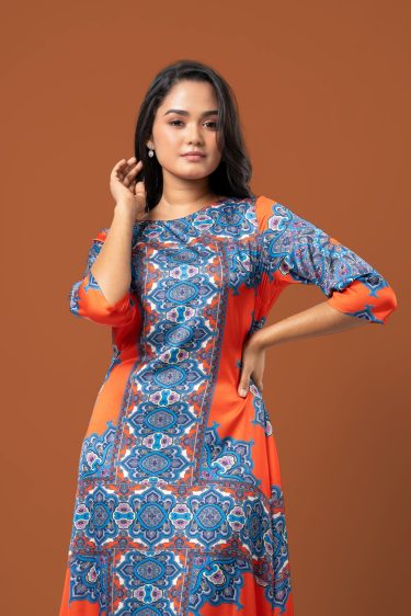 Abstract Patterned Midi Dress