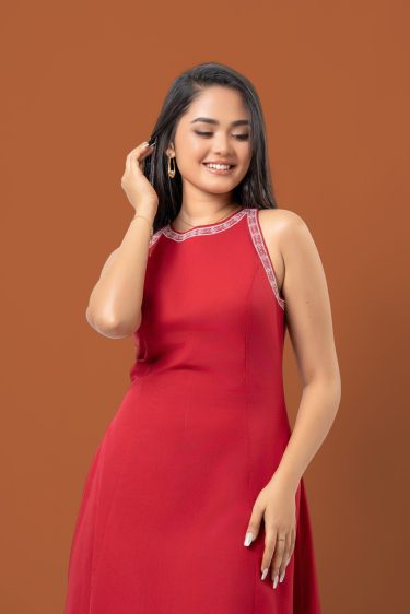 Embroidered Racerback Maxi Dress