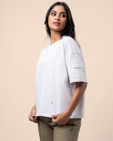 Sleeve Patch Pocket Detail Oversized T-Shirt