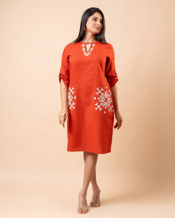 Geometric Applique Detail Short Dress - Image 4