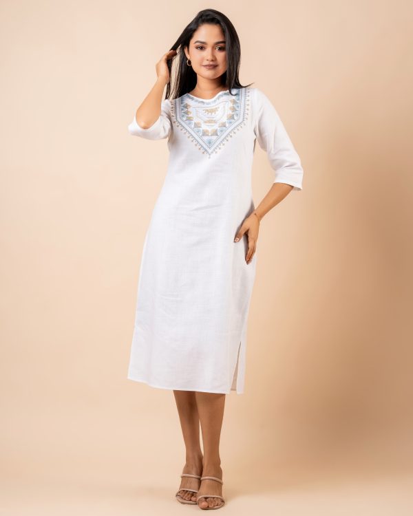 Embroidery A-Line Midi Dress - Image 4