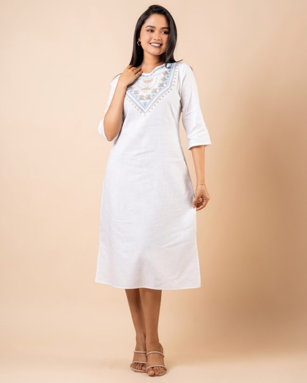 Embroidery A-Line Midi Dress - Image 5