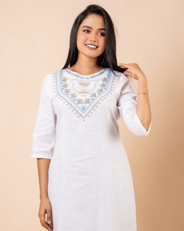 Embroidery A-Line Midi Dress - Image 2