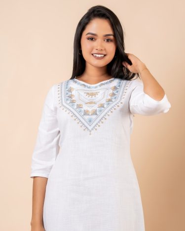 Embroidery A-Line Midi Dress