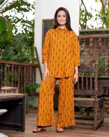 Embroidered Button-Down Kurta Top and Pants Set