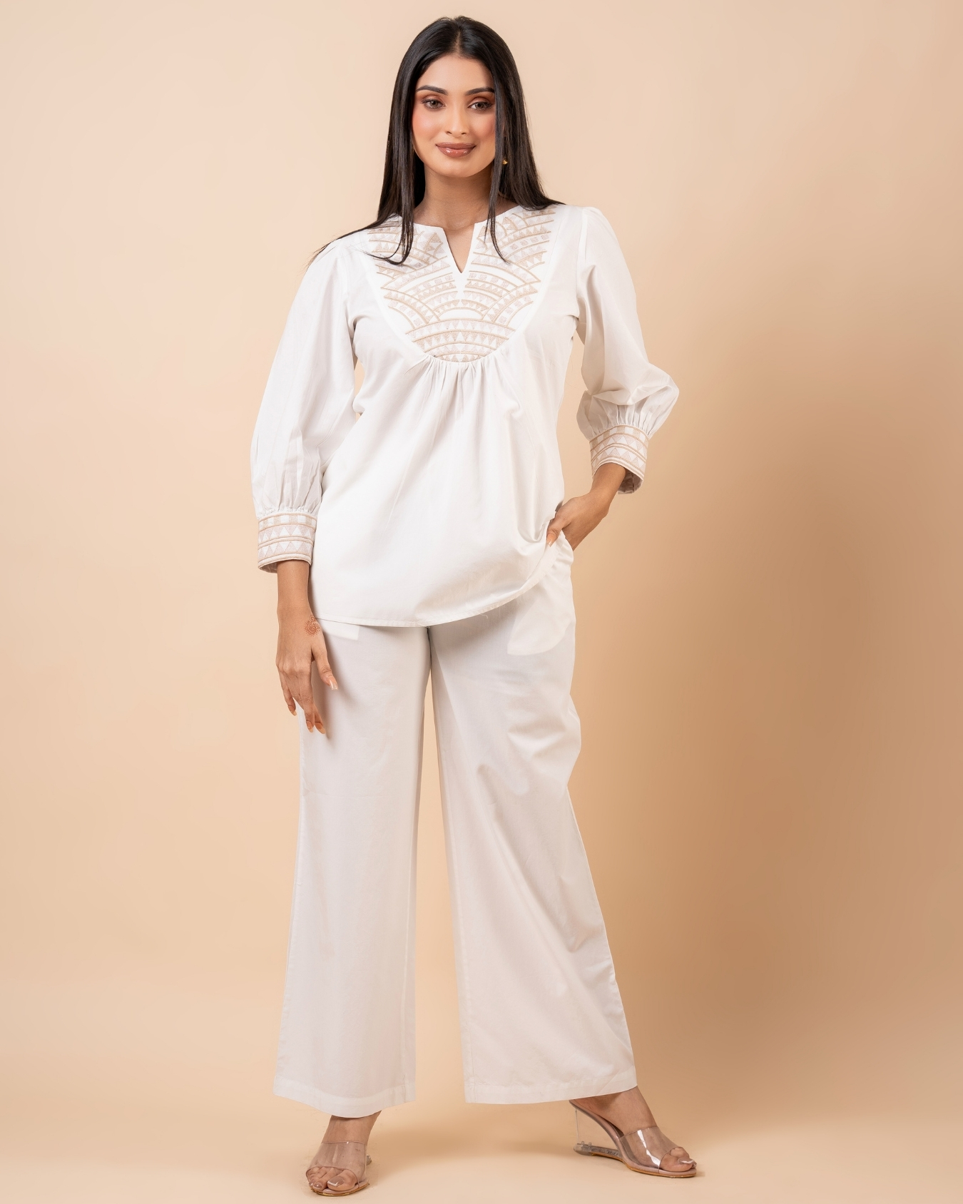 Embroidery Detail Top and Pants Set - Image 5