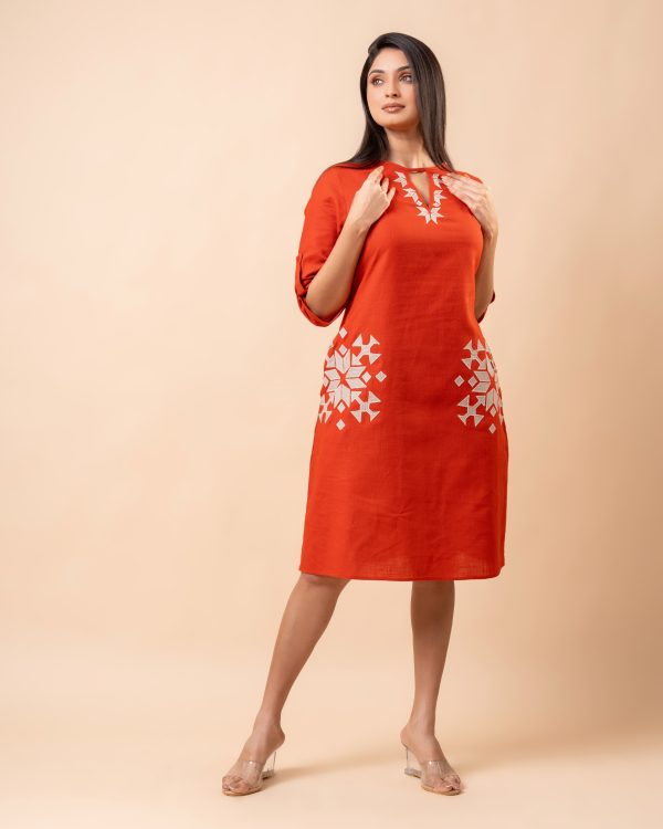 Geometric Applique Detail Short Dress - Image 5
