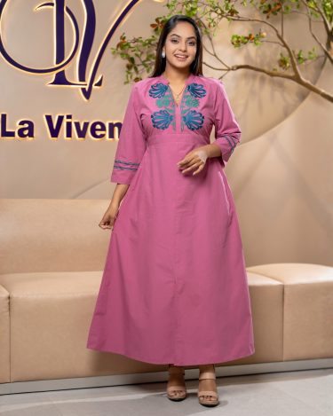 V-Neck Embroidery Detail Maxi Dress