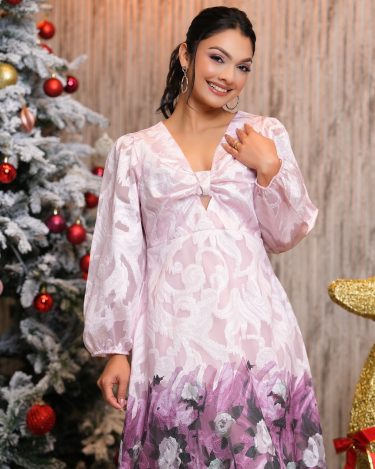 Floral Patterned Knot Cutaway Detail Maxi Dress