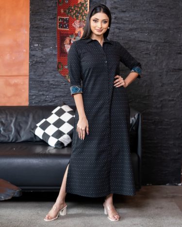 Embroidery Detail Maxi Shirt Dress