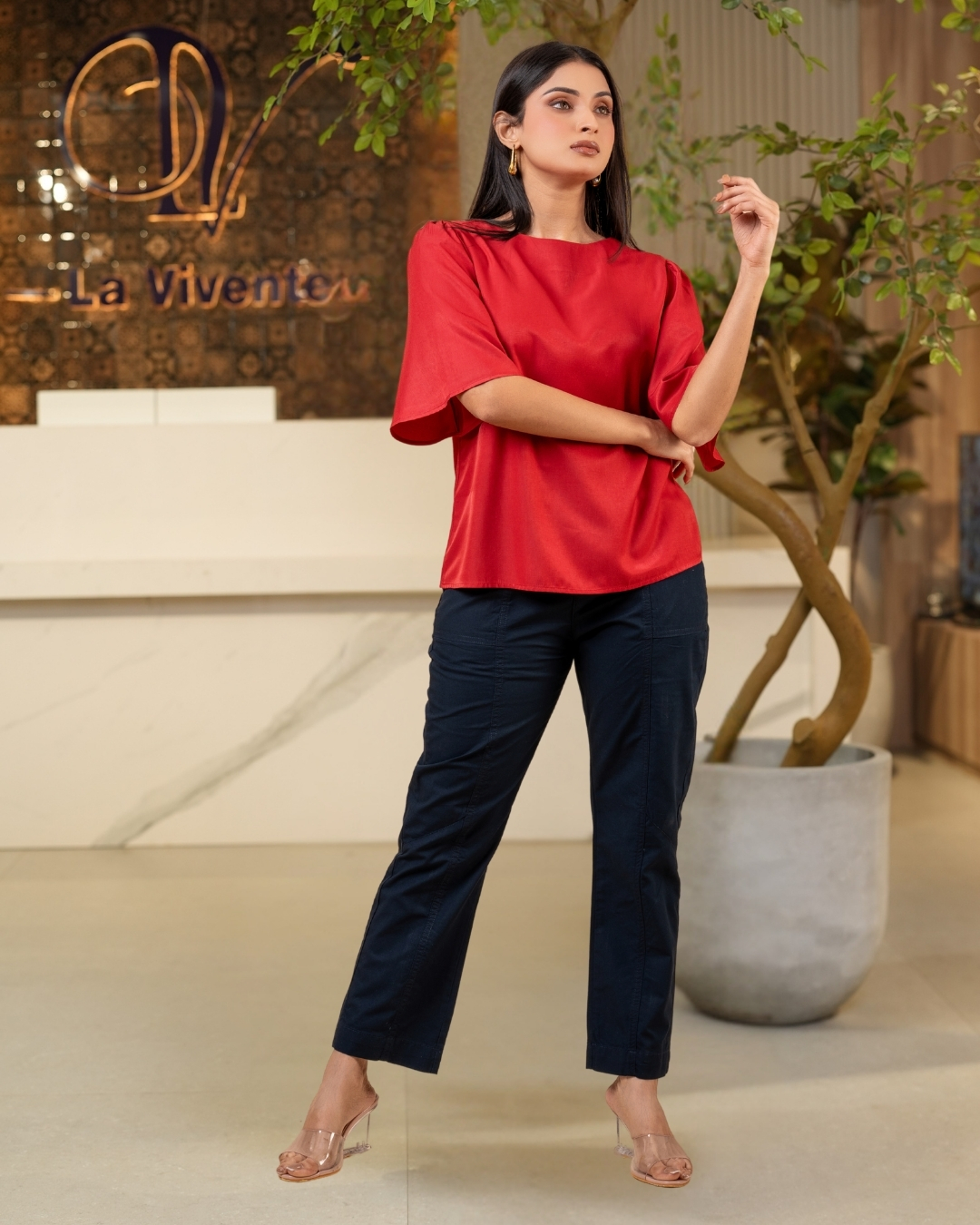 Boat Neck Bell Sleeve Blouse - Image 4