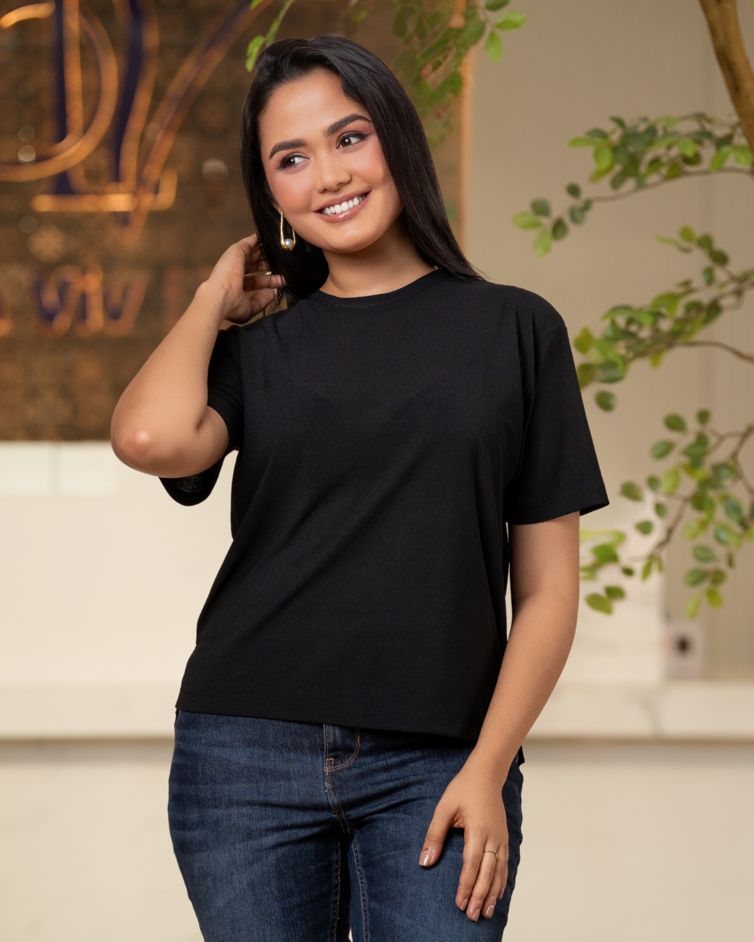 Drop Shoulder Detail Casual T-Shirt - Image 2