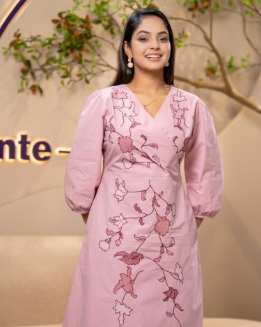 Embroidered Front Crossover Detail Maxi Dress