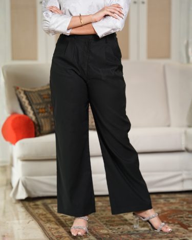 Double Pleat Detail Straight Leg Pants