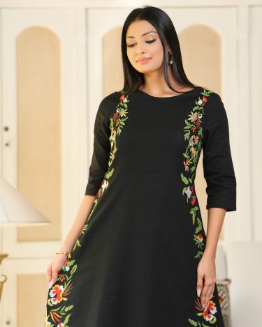 Floral Embroidered Midi Dress