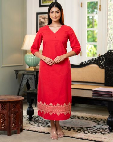 Hem Embroidery Detail Maxi Dress