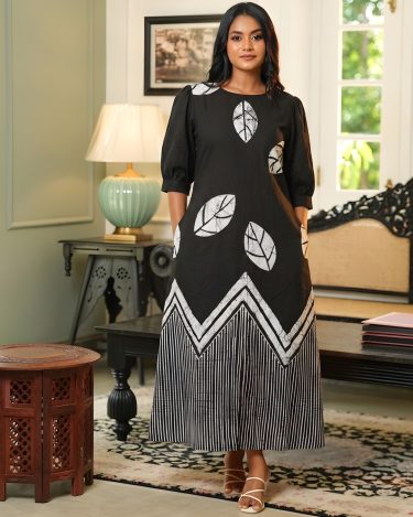 Bishop Sleeve Batik Maxi Dress