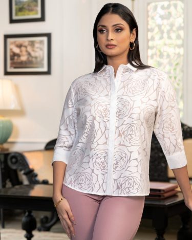 Hidden Button Placket Detail Top