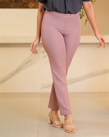 Button Detail Straight Leg Pants